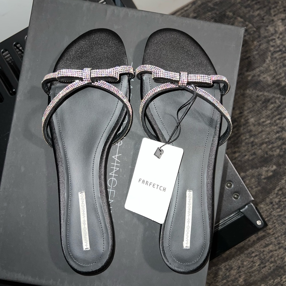 SOLD! Size 40 - MARCO DE VINCENZO Crystal Black Slippers